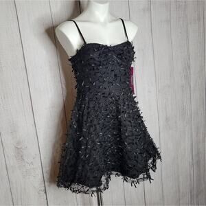 NWT Betsey Johnson All Over Textured Bow Fit & Flare Party Dress, size 2